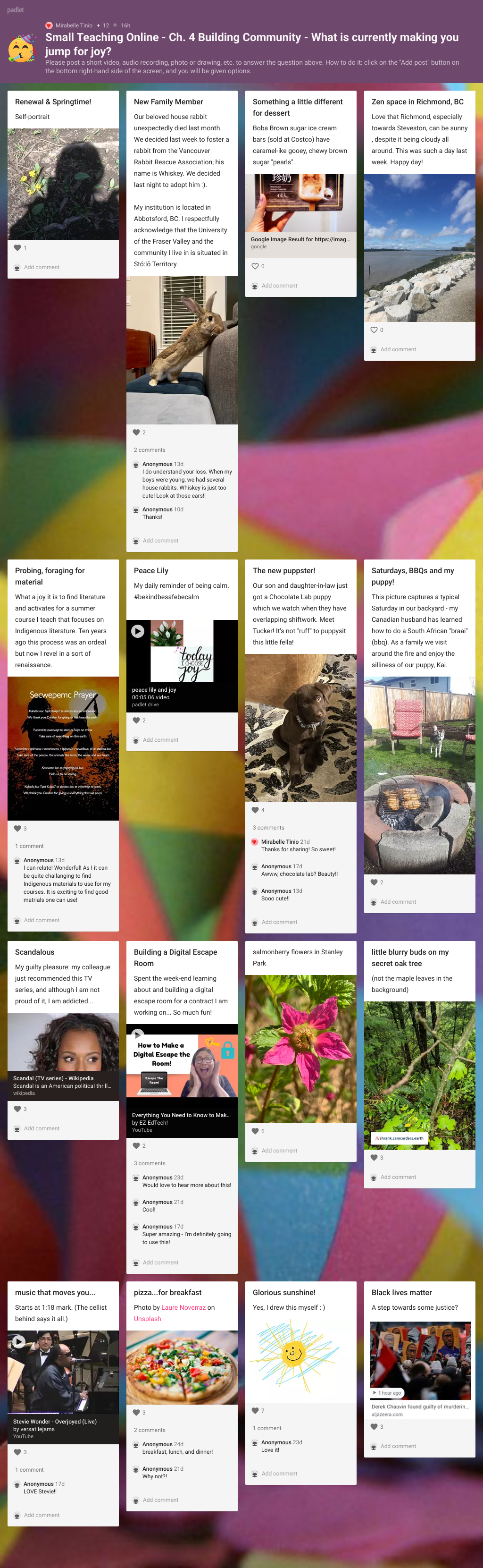 Padlet - what is making the book club jump for joy